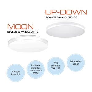Deckenleuchte, Deckenlampe, Deckenlicht, Indirektlicht, Mond