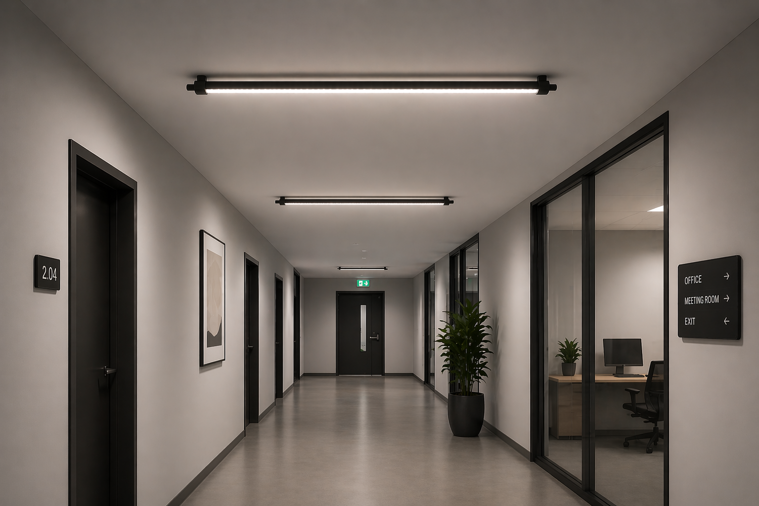 CLARIO Tubular LED-Leuchte für blendarme Beleuchtung in einem modernen Innenraum