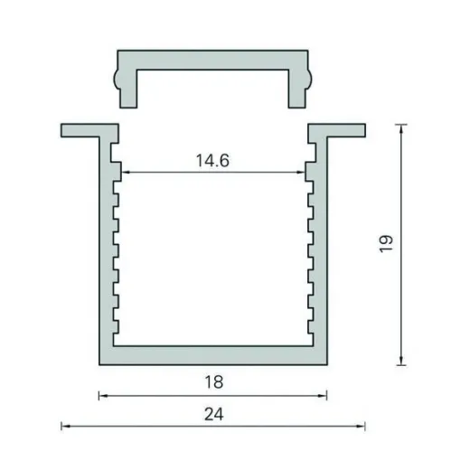 LED Aluminiumprofil REG.Kragen - 24x19