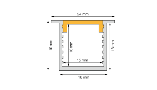 LED Aluminiumprofil REG.Kragen - 24x19mm - 3m am Stück