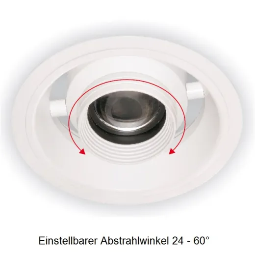 Deckeneinbaustrahler SPA-039KR, 70W, 24-60° inkl. Netzteil NO D