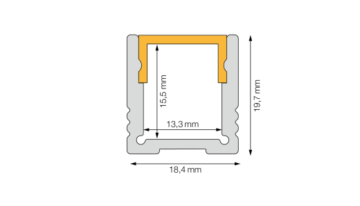 LED Aluminiumprofil Bologna Hoch 18,4x19,7mm - bis 5m am Stück