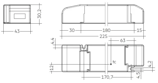 Tridonic LCA 60W 24V one4all SC PRE (225x43x30,2mm)