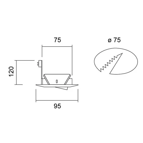 SPASTAR 95, alu gebürstet schwenkbar, D/Da=95/75mm