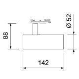 Stromschienen-Strahler RISP 12 W, 1-Phasen, schwarz