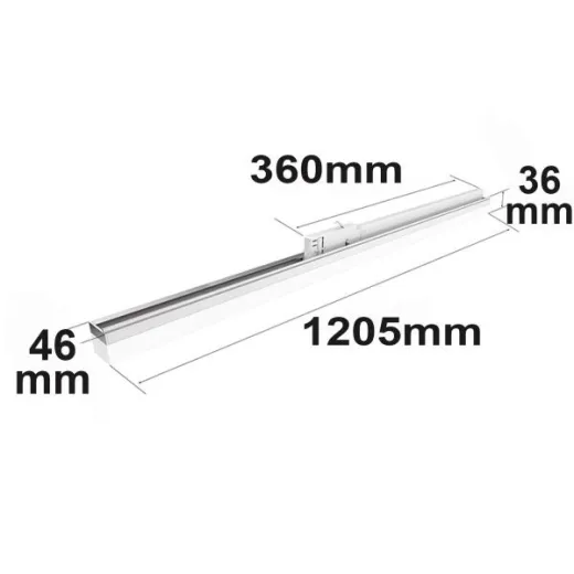 Schienenstrahler Linear >Ra93, Aluminium 1205x46x36 110° 40W ws