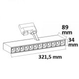 3-Ph. Schienenstrahler Raster 35W 45° >Ra90 322x89x34mm ws