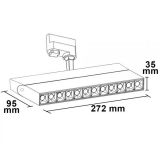 3-Ph. Schienenstrahler Raster UV-C270nM 10W 50° 272x95x35mm sz