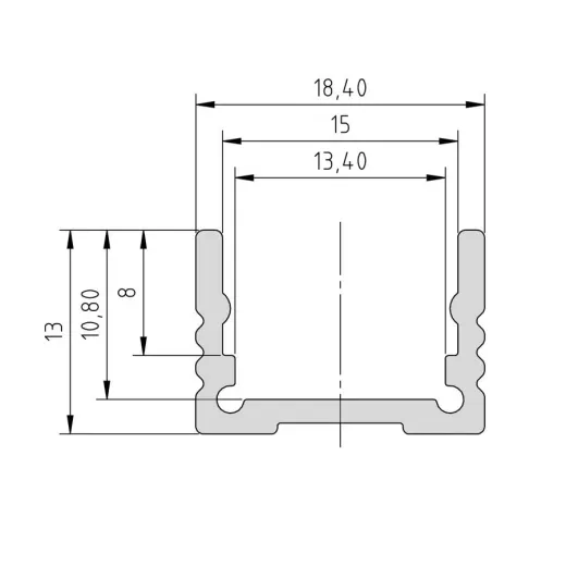 LED-Aluminiumprofil Bologna Flach 18,4x13mm