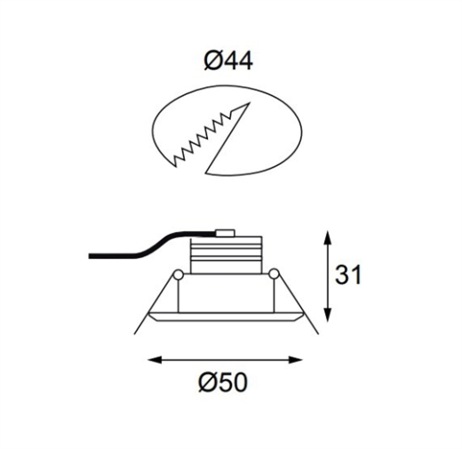 Mini LED Einbauleuchte 3W, 100°, (A:Ø50-Loch:Ø44), 165lm, CRI90, IP44, Ph.Dim sz