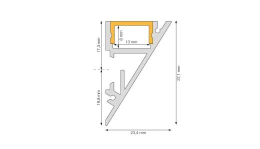Aluminiumprofil Walllight 2.0 23x37mm - bis 5m am Stück