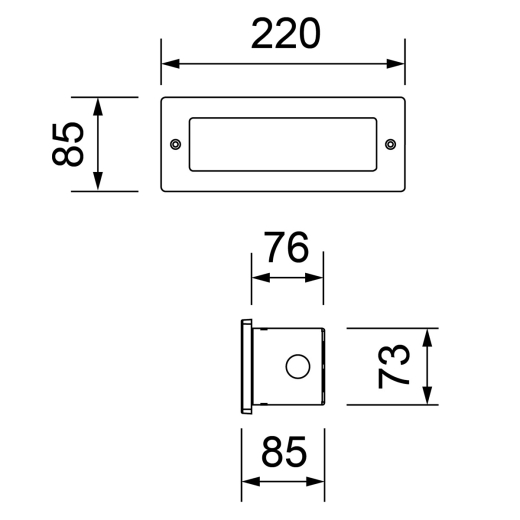 Wandeinbauleuchte LUV silbergrau pulverbeschichtet 80CRI IP65 2W 90lm 2700K/3000K einstellbar