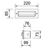 Wandeinbauleuchte LUV Cover silbergrau 80CRI IP65 3W 55lm 3000K