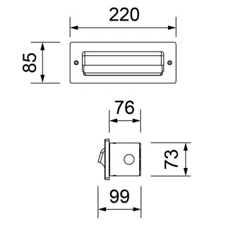 Wandeinbauleuchte LUV Cover silbergrau 80CRI IP65 3W 55lm 3000K