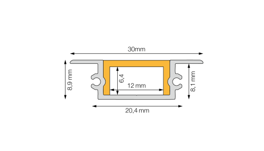 LED Aluminiumprofil Lamino 30x9mm - 5m am Stück