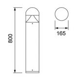 LED-Pollerleuchte NEVIO RD H800, 8W, 800lm, 3000K, IP65, ALU