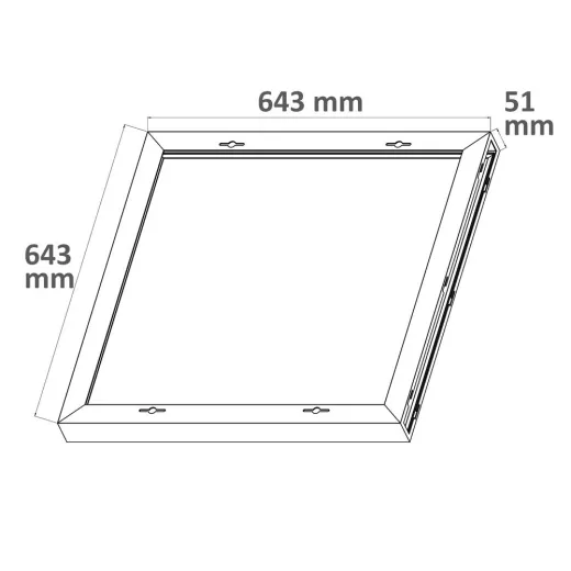 Aufbaurahmen weiß Höhe 51mm für LED-Panels 625x625 vormontier