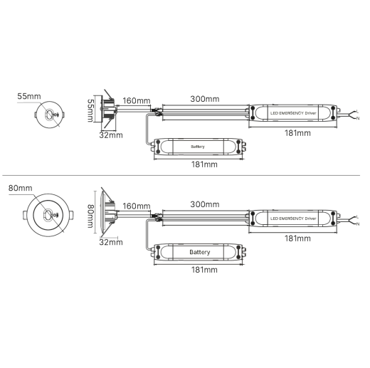 Einbau Sicherheitsleuchte Flächenoptik sz 3W 240lm IP20 AKKU 3h