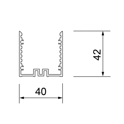 Aluminium-U-Profil Modular 42 24x5mm - 4m am Stück