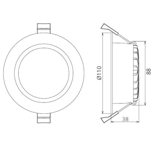 LED-Deckenstrahler 13W, 90°, (A:Ø120-Loch:Ø100-110), 1200lm, CRI 80, IP54, Ph.Dim