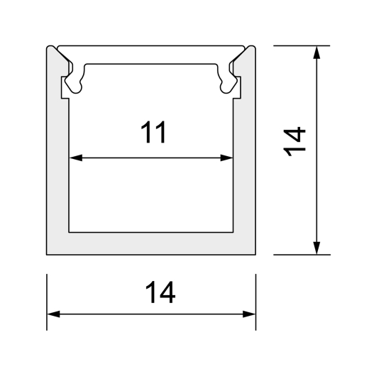 LED Aluminiumprofil SLICK 14x14mm - 3m am Stück