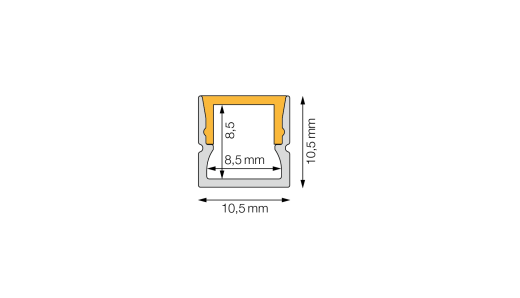 Bologna MINI Aluminiumprofil 10,5x10,5mm - 5m am Stück