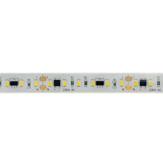 LED Stripe 230V 120LED/m 15W 1485lm/m CRI90 12x4mm cut 5cm IP67 3000K