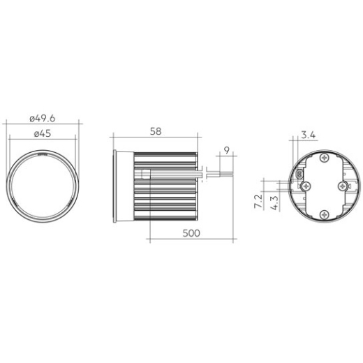 LED-Einbauspot AC 230V 50x58mm 800lm Tridonic CRI90