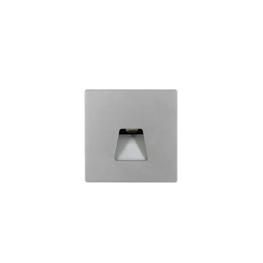 Wandeinbauleuchte LED 86×86mm, 2,5W, 3000K, CRI 90, ON/OFF, IP65, breitstrahlend, silbergrau