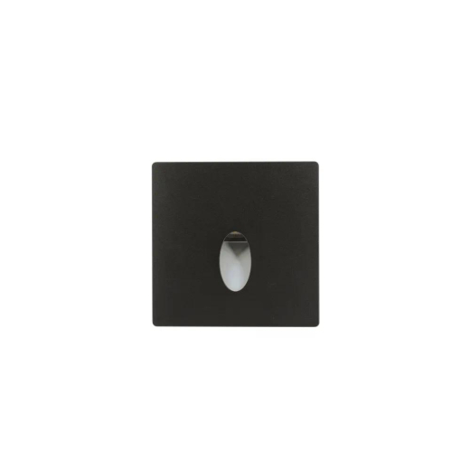 Wandeinbauleuchte LED 86×86mm, 2,5W, 3000K, CRI 90, ON/OFF, IP65, engstrahlend, schwarz