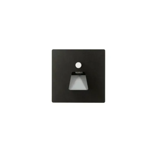 Wandeinbauleuchte LED 86×86mm, 1,6W, 3000K, CRI 90, PIR Tag/Nacht, IP65, breitstrahlend, schwarz