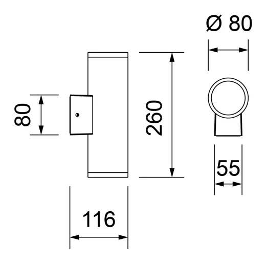 WANDAUFBAULEUCHTE II LED 13.5W, 1150lmPh.-dimmbar, 90CRI, 24°, IP65 80x260mm, anthrazit, pulverbeschichtet