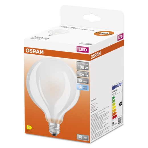 Osram Classic LED E27 Globe Fadenlampe Matt 11W 1521lm - 940 Kaltweiß | Ersatz Für 100W