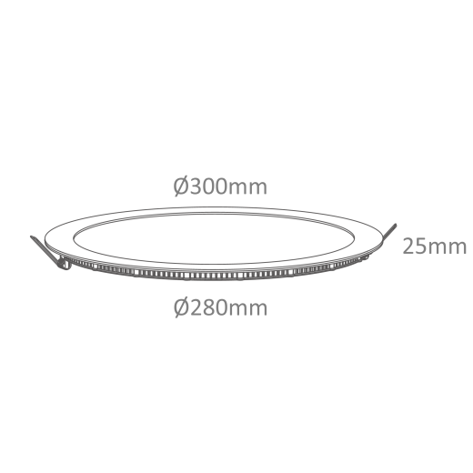 LED-Deckenstrahler FLAT 22W, (A:Ø300-Loch:Ø280), 2050lm, 30-40-5000K, CRI90, IP20, DALI/PushDim