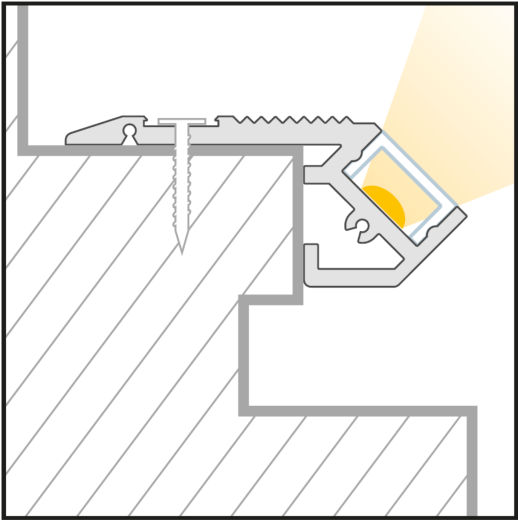 Aluminiumprofil STEP UP 56.5x24mm - bis 5m am Stück