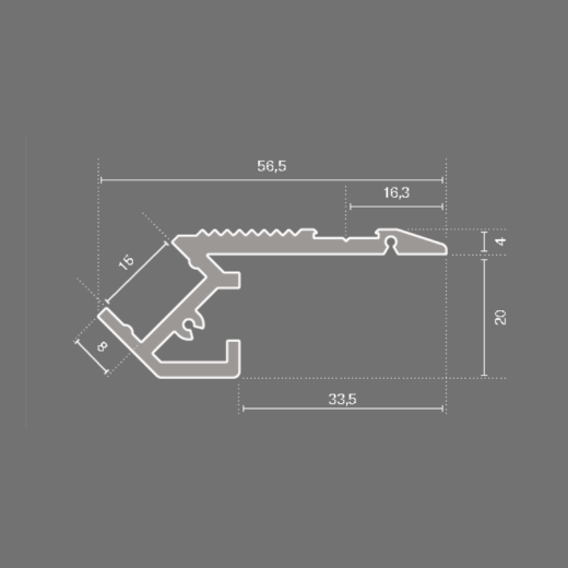 Aluminiumprofil STEP UP 56.5x24mm - bis 5m am Stück