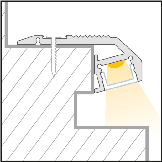 Aluminiumprofil STEP DOWN 54.2x25.3mm - bis 5m am Stück