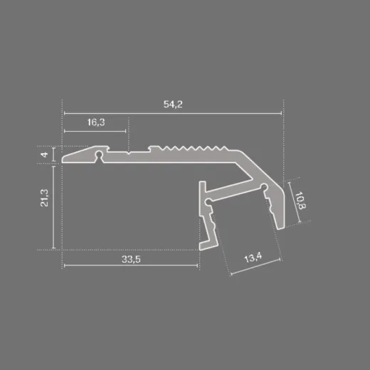 Aluminiumprofil STEP DOWN - 54.2x25.3mm