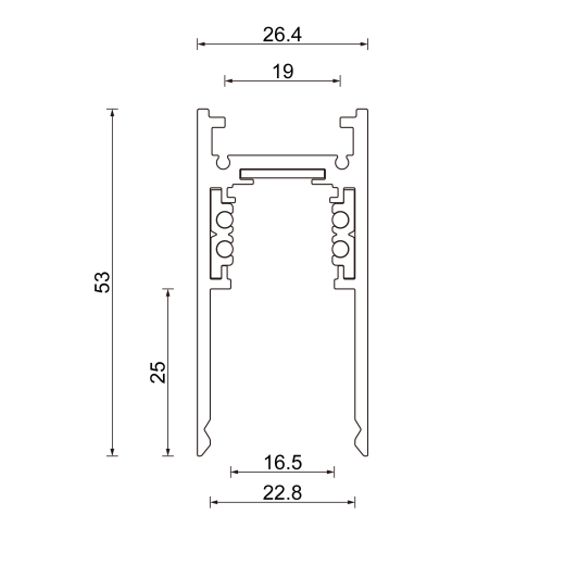 Aufbau-Magnetschiene T2 - 48V, 2m, weiss oder schwarz