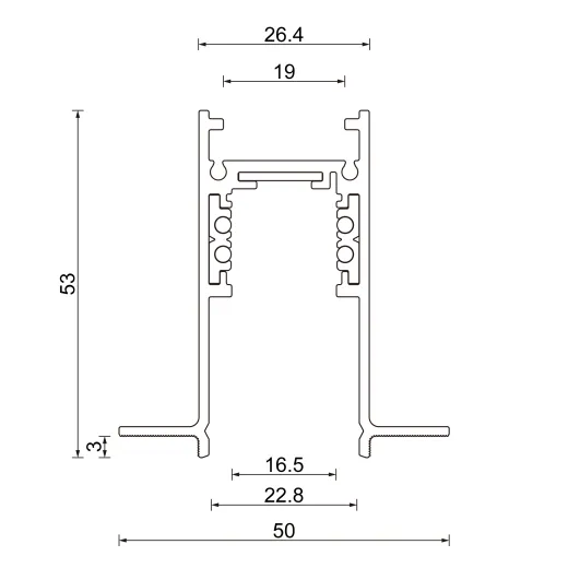 Aufbau-Magnetschiene T3 - 48V, 2m, weiss oder schwarz