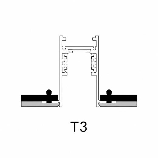 Aufbau-Magnetschiene T3 - 48V, 2m, weiss oder schwarz