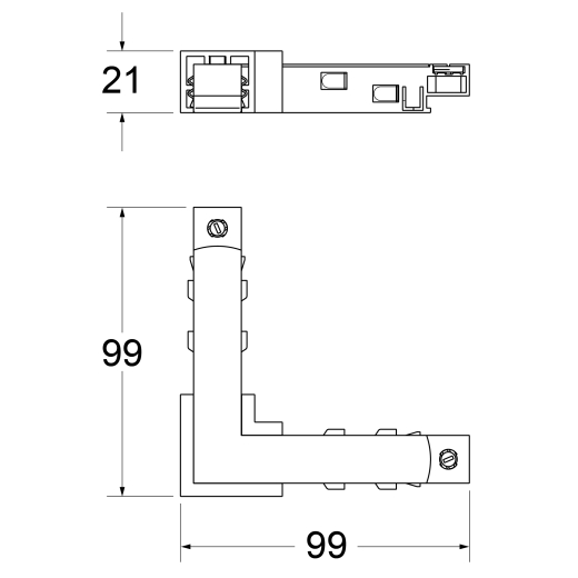 L-Verbinder 90° für Schienenprofil - T1 weiss oder schwarz