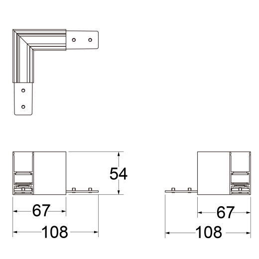 L-Verbinder 90° für hohes Schienenprofil - T2 weiss oder schwarz