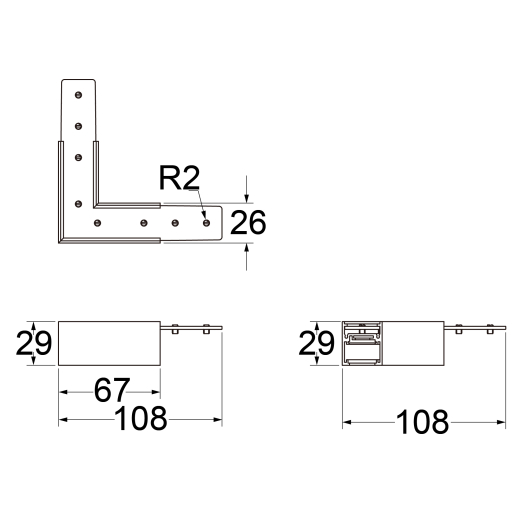 L-Verbinder 90° für Schienenprofil - T4 weiss oder schwarz