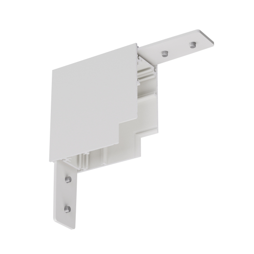 Eckstück 90° (starr) mit Montagewinkel für Schienenprofil T2, nicht leitend, weiss oder schwarz