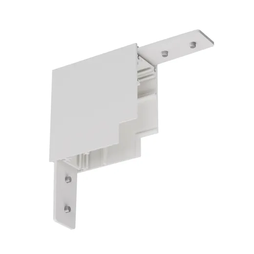 Eckstück 90° (starr) mit Montagewinkel für Schienenprofil T2, nicht leitend, weiss oder schwarz