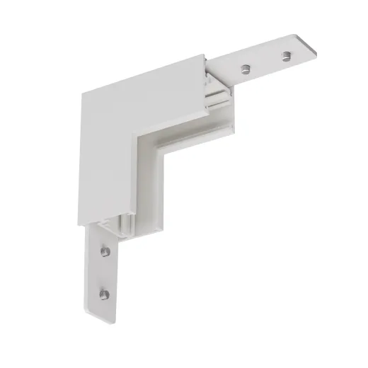 Eckstück 90° (starr) mit Montagewinkel für Schienenprofil T4, nicht leitend, weiss oder schwarz