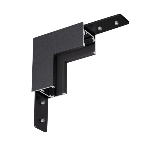 Eckstück 90° (starr) mit Montagewinkel für Schienenprofil T4, nicht leitend, weiss oder schwarz