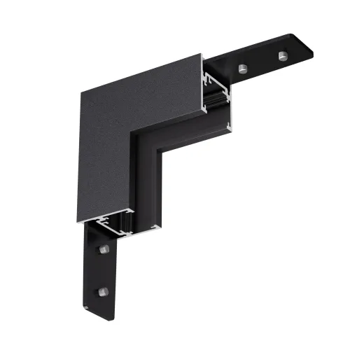 Eckstück 90° (starr) mit Montagewinkel für Schienenprofil T4, nicht leitend, weiss oder schwarz