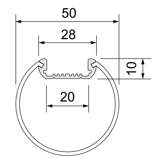 LED-Aluminiumprofil Orbit 50 - 28x10mm - 3m am Stück